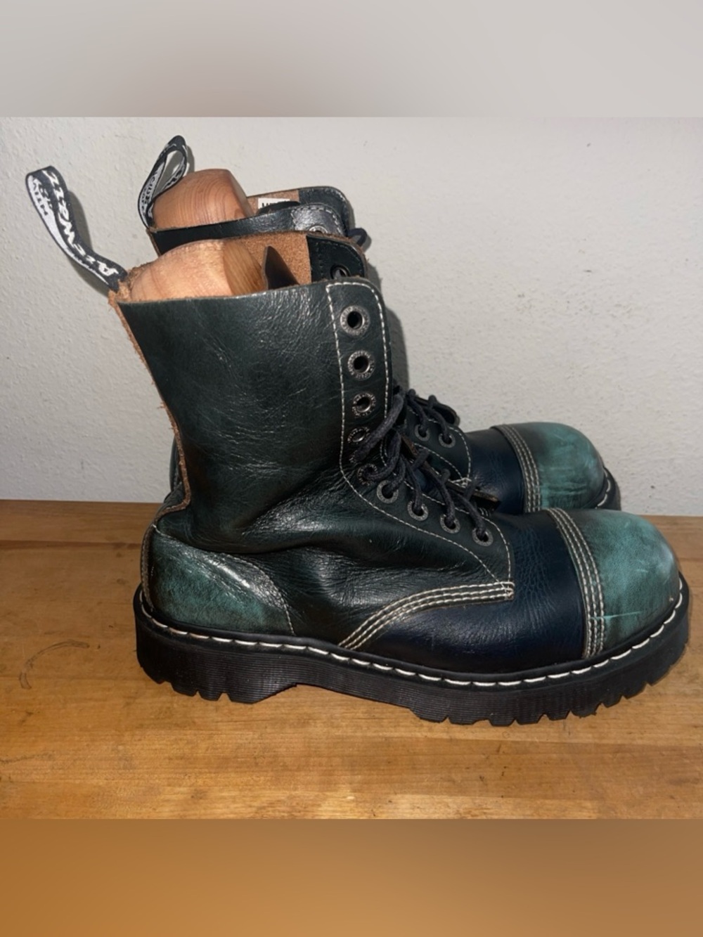 Dr. Martens Vtg 8761 BXB Combat Green Rub Off Steel Toe Men’s Boots US 11 RARE!!